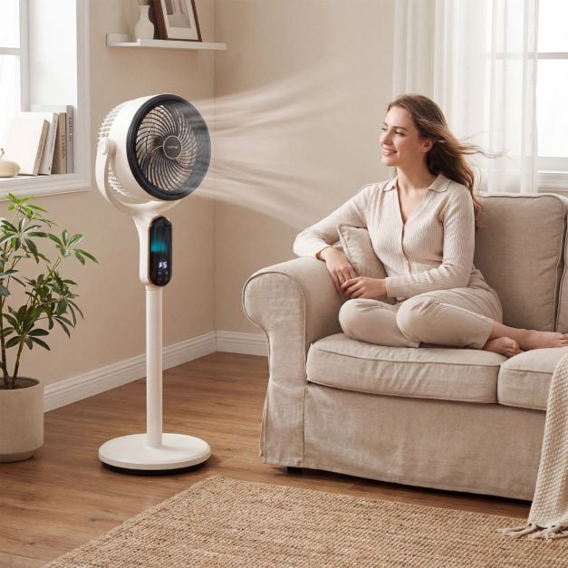 Coast Verstellbarer Stativventilator – 8 Geschwindigkeitsstufen – 54–96 cm – Weiß