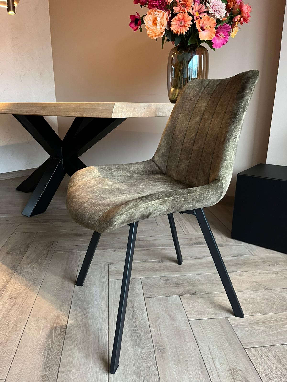 Furniture31 Riva Esszimmerstühle - Duopack - Luxe Velvet - Metallgestell - Grün