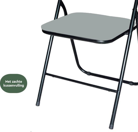 BRASQ Klappstuhl Grau Schwarz - Klappstuhl - Klappstuhl 43x38x78 cm - PVC - Esszimmerstuhl