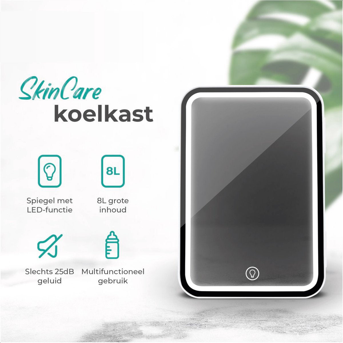 Soft & Silky Hautpflege-Kühlschrank - Inkl. Led-Spiegel - Mini - Make-up Organizer - Make-up Kühlschrank - Kosmetik & Hautpflege