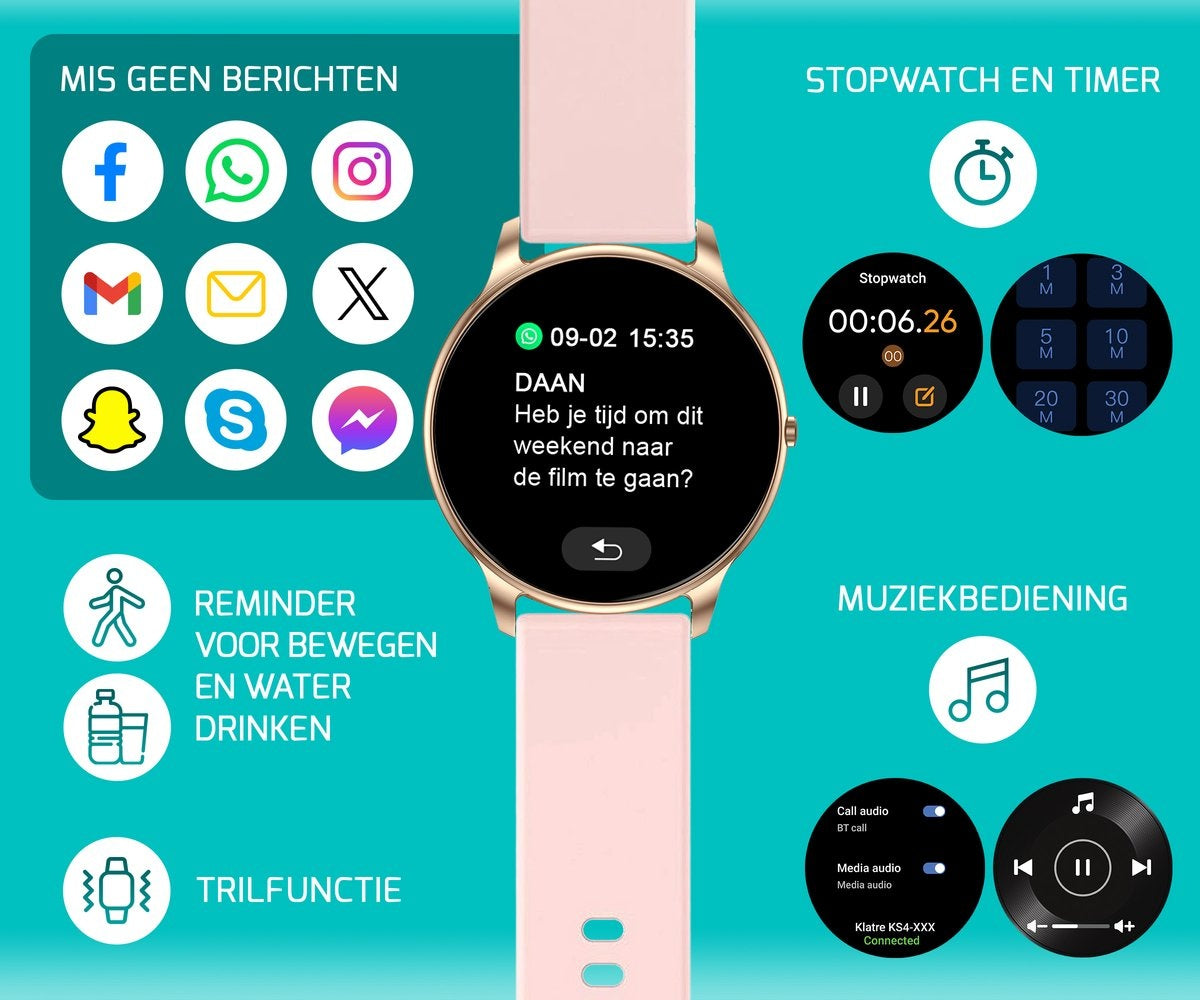 FITAGE Sportuhr - Smartwatch - Schrittzähler - Pink