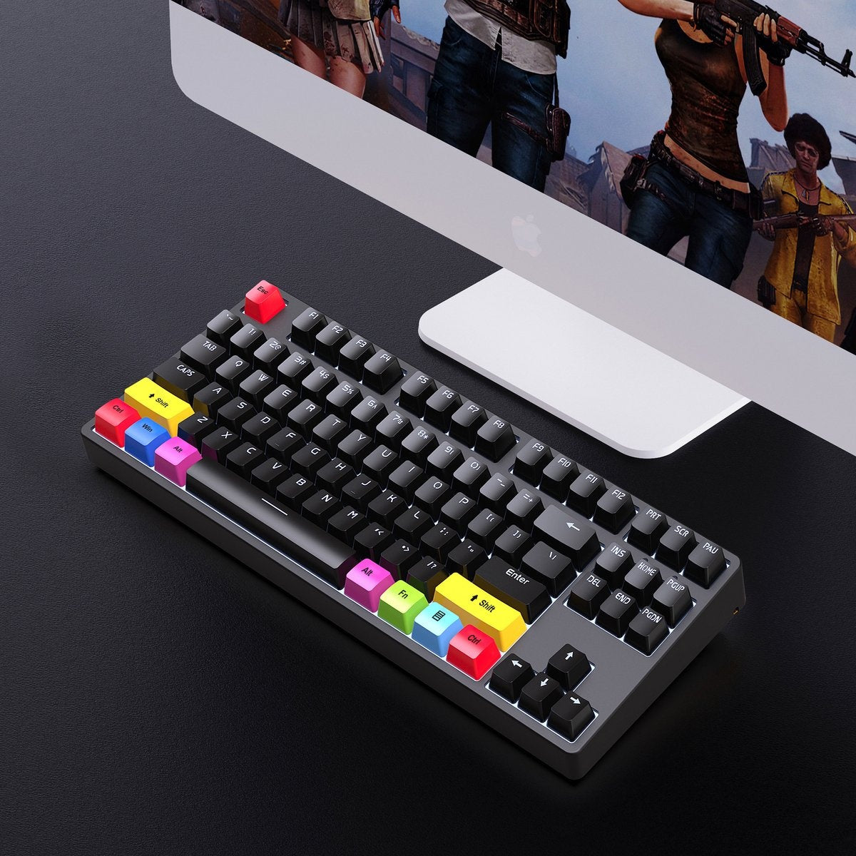 HXSJ L600 Wired Mechanical Gaming Keyboard - QWERTY - 87 Tasten - Roter Schalter - Schwarz
