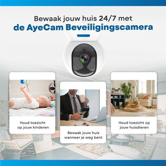 AyeCam Sicherheitskamera - Mit App - WiFi - Bewegungssensor - Inkl. 32GB SD - Kamera Sicherheit - Haustierkamera
