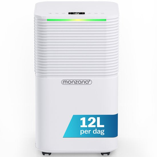 Monzana Luftentfeuchter - 12L/Tag Leise <38 dB 200W 20m² Räder - Weiß