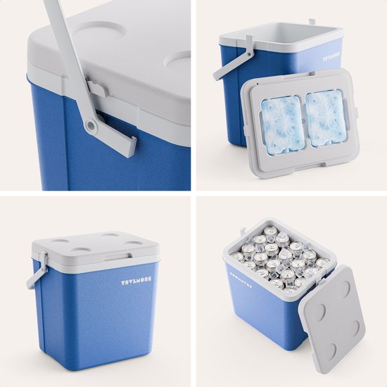 TRVLMORE Cool Box 26L - 65-Stunden-Kühlung - Kühlbox - Inklusive 2 Kühlelemente - Blau