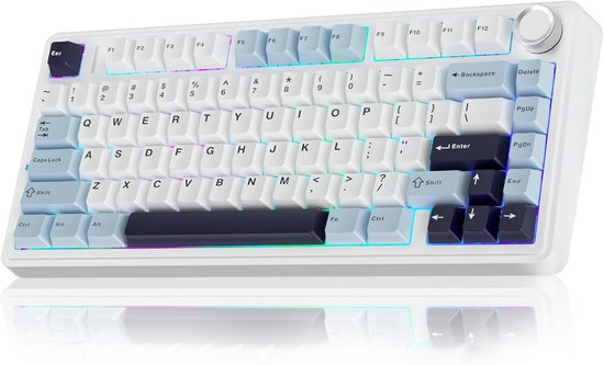 EPOMAKER x AULA F75 – Hellblau – Mechanische kabellose Tastatur – RGB – 75 % – QWERTY – Gaming-Tastatur – Reaper-Switch