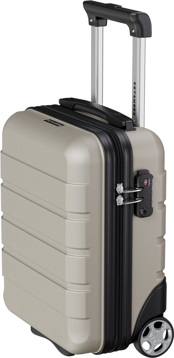 TRVLMORE Handgepäckkoffer 40 x 30 x 20 cm – 24 l – Unter-dem-Sitz-Größe – TSA-Schloss – 2 Rollen – Champagner
