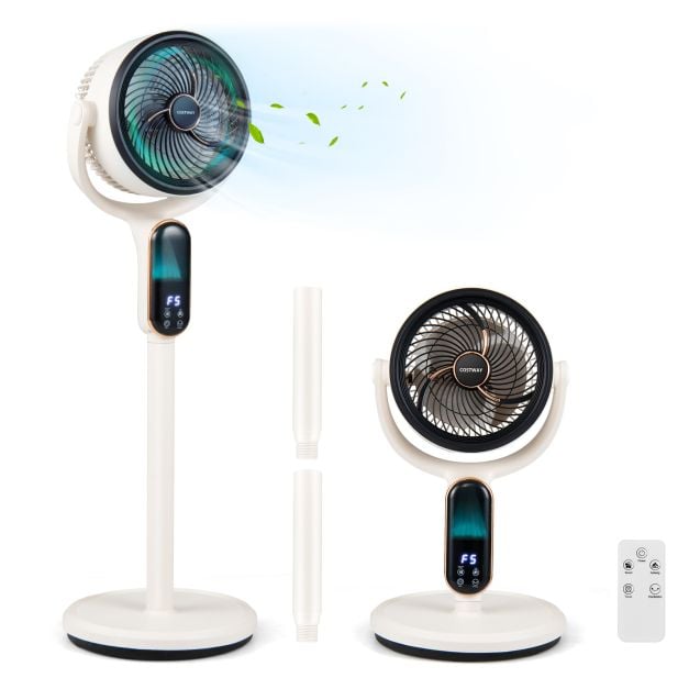 Coast Verstellbarer Stativventilator – 8 Geschwindigkeitsstufen – 54–96 cm – Weiß