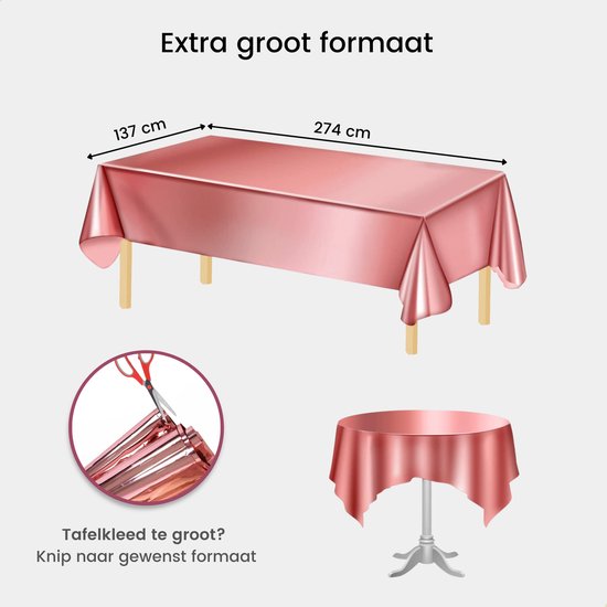 Partizzle 2x Rose Gold Plastic Disposable Tablecloth Set - Geburtstag Hochzeit Sweet 16 Dekorationen - Party Dekorationen - 274 x 137 cm