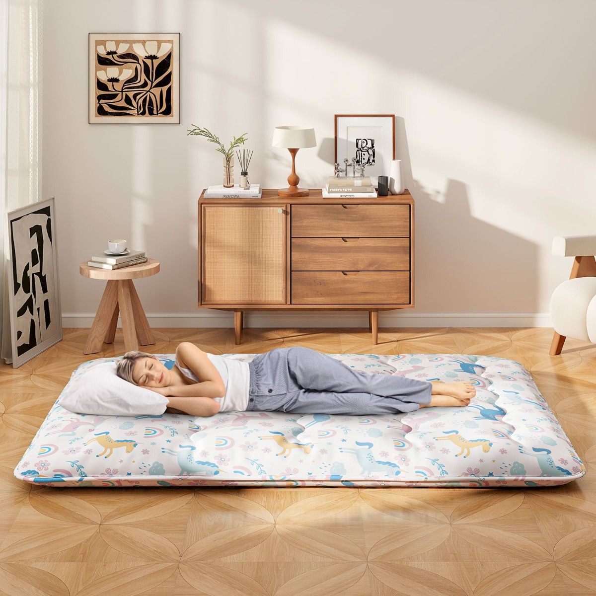 Coast Futonmatratze – waschbarer Bezug – inklusive Tragetasche – farbenfroh 140 x 200 cm