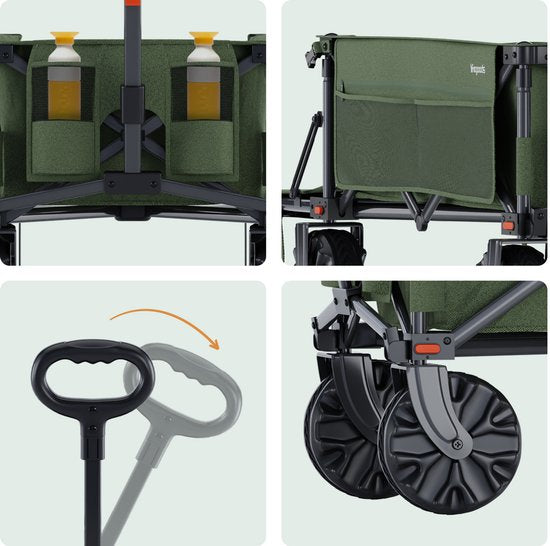LifeGoods Wagon - Faltbarer Wagen - 130KG - 200L - faltbar - mit Schutzhülle - Grün