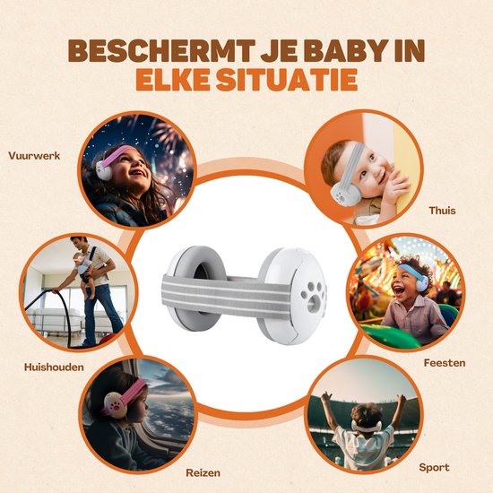 Vulpes Goods® BabyCare - Gehörschutz Kids PRO - Zertifizierte Baby-Ohrschützer - Geeignet für Babys und Kleinkinder bis zu 36 Monaten - 25 dB Geräuschreduzierung für maximalen Gehörschutz - Inkl. 3 Stirnbänder & Reisetasche