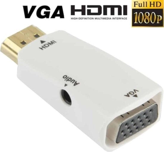GarpexÂ® HDMI zu VGA Adapter mit Audio - HDMI zu VGA Kabel mit Audio - Full HD 1080p - Weiß
