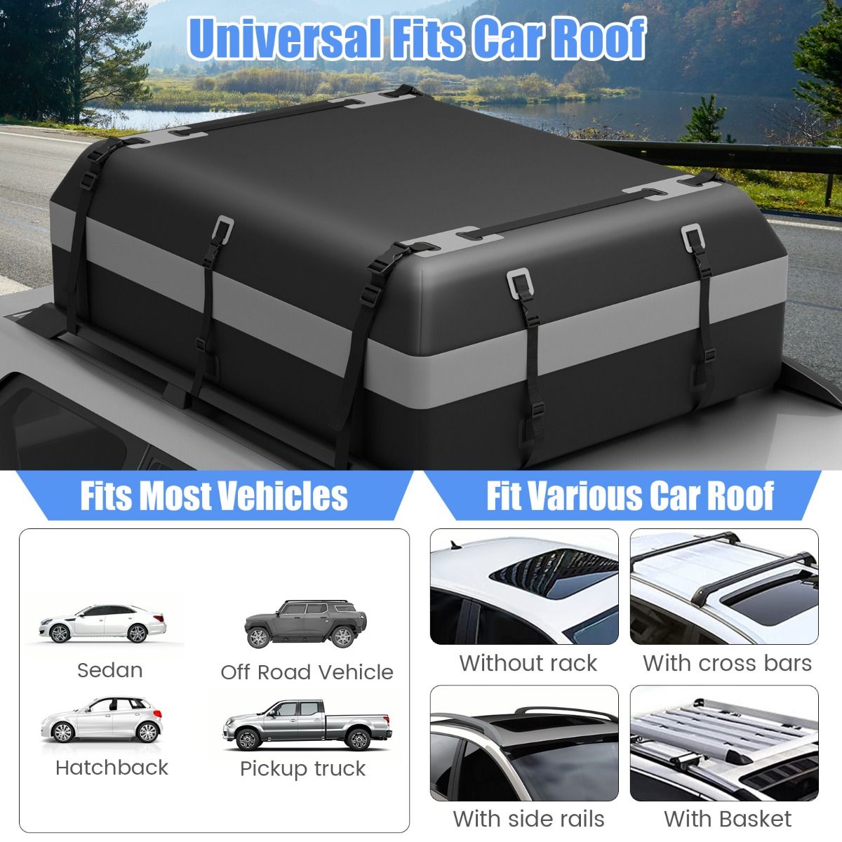 Coast Dachgepäcktasche für das Auto – wasserdichtes PVC – 595 Liter – grau und schwarz
