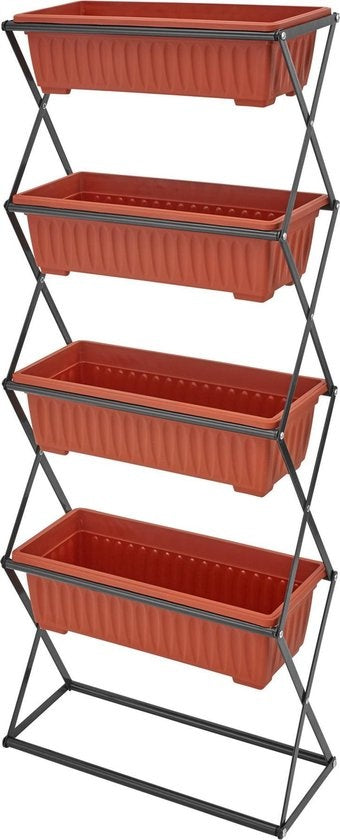 tectake - Verticaal plantenrek met 4 bakken - 403445