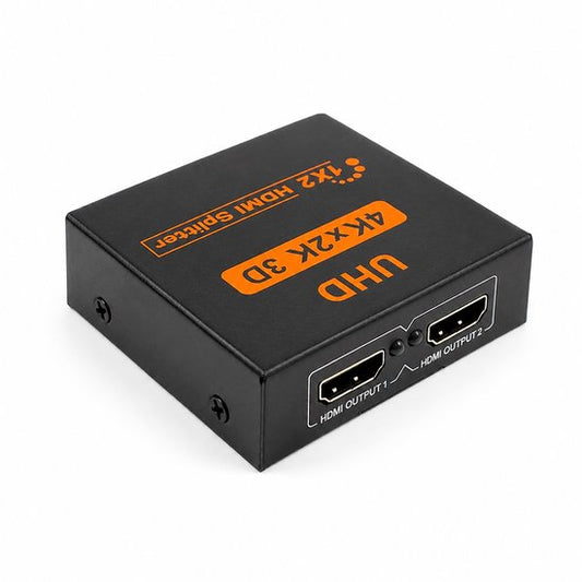 HDMI-Splitter 1-zu-2 – HDMI-Verteiler mit Bildduplizierung – 1 HDMI-Eingang auf 2 HDMI-Ausgänge – 4K-HDMI-Splitter für Fernseher, Monitor und Beamer – Plug & Play – Kompakter HDMI-Adapter, schwarz