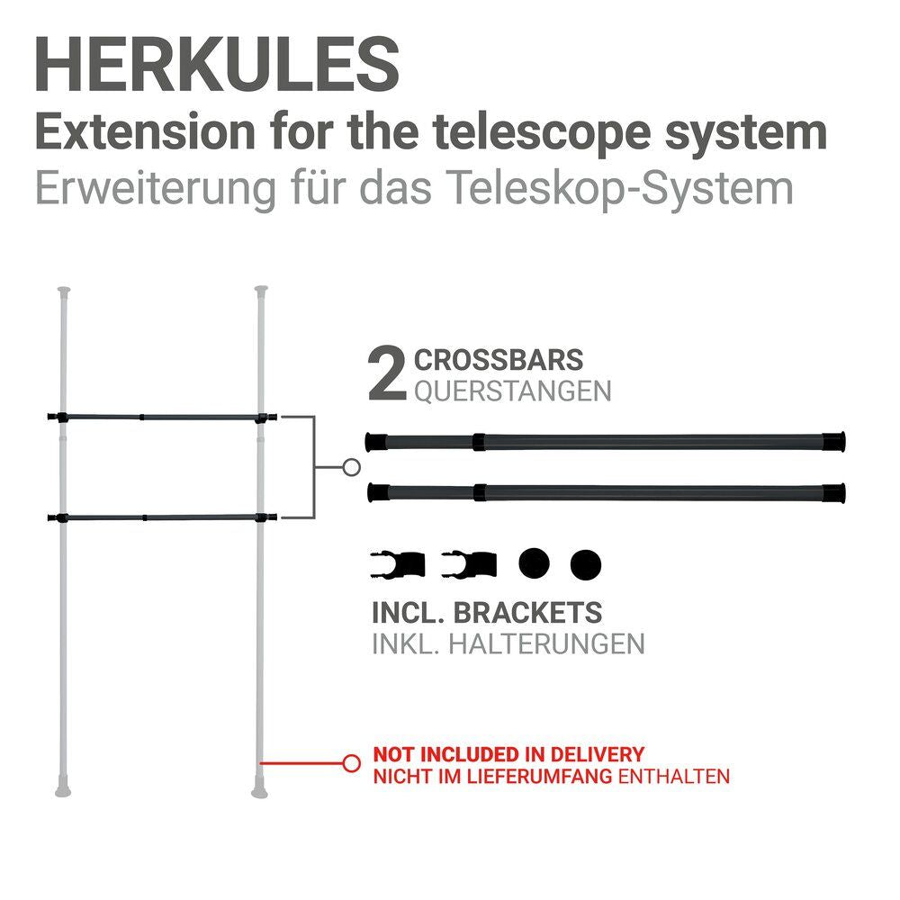 WENKO Herkules Kleiderstangen Schwarz – 2-teilig – verstellbar 75–120 cm