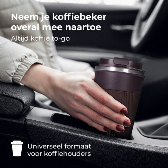 Castagnola Thermos Cup - Kaffeebecher To Go - Reisebecher für Kaffee und Tee - Teebecher - 380 ML - Edelstahl - Braun