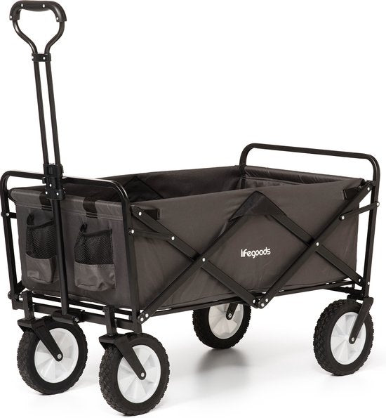 LifeGoods Wagon - faltbar - drehbare Räder - 2 Ständer - 70KG Tragfähigkeit - Grau