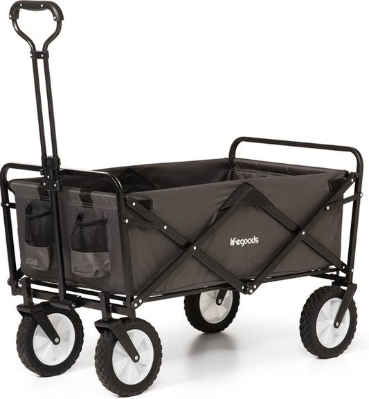 LifeGoods Wagon - faltbar - drehbare Räder - 2 Ständer - 70KG Tragfähigkeit - Grau