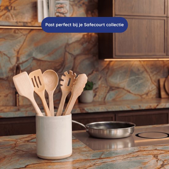 Safecourt Kitchen 5-tlg. Holzspatel-Set [100% frei von Mikroplastik] - FSC-zertifiziertes Birkenholz