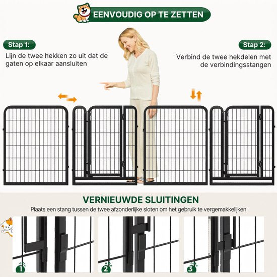 Yaheetech Welpenauslauf 80 cm – 8-teilig – zusammenklappbar – automatische Verriegelung