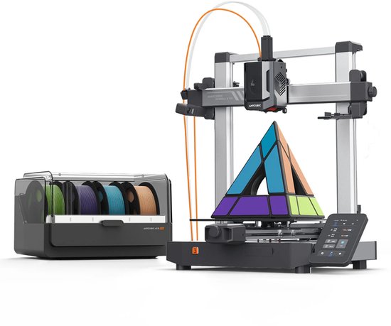 Anycubic Kobra 3 V2 Combo 3D-Drucker – 4/8-Farben ACE Pro Multicolor – 600 mm/s Geschwindigkeit – LeviQ 3.0 Auto-Leveling – 255 × 255 × 260 mm Bauvolumen – Vibrationskompensation – 720p-Kamera – Sofort druckbereit