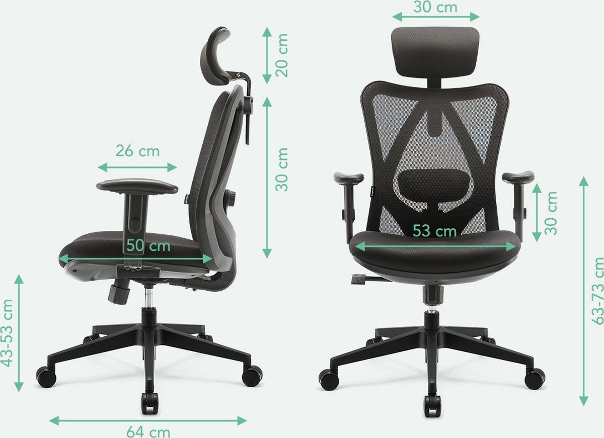 LifeGoods Bürostuhl - Ergonomisch - Bis 136 kg - 120° Kippmechanismus - Schwarz