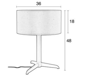 Zuiver Shelby Tischleuchte - Grau - 48 x 36 cm - Minimalistisches Design mit Stoffschirm