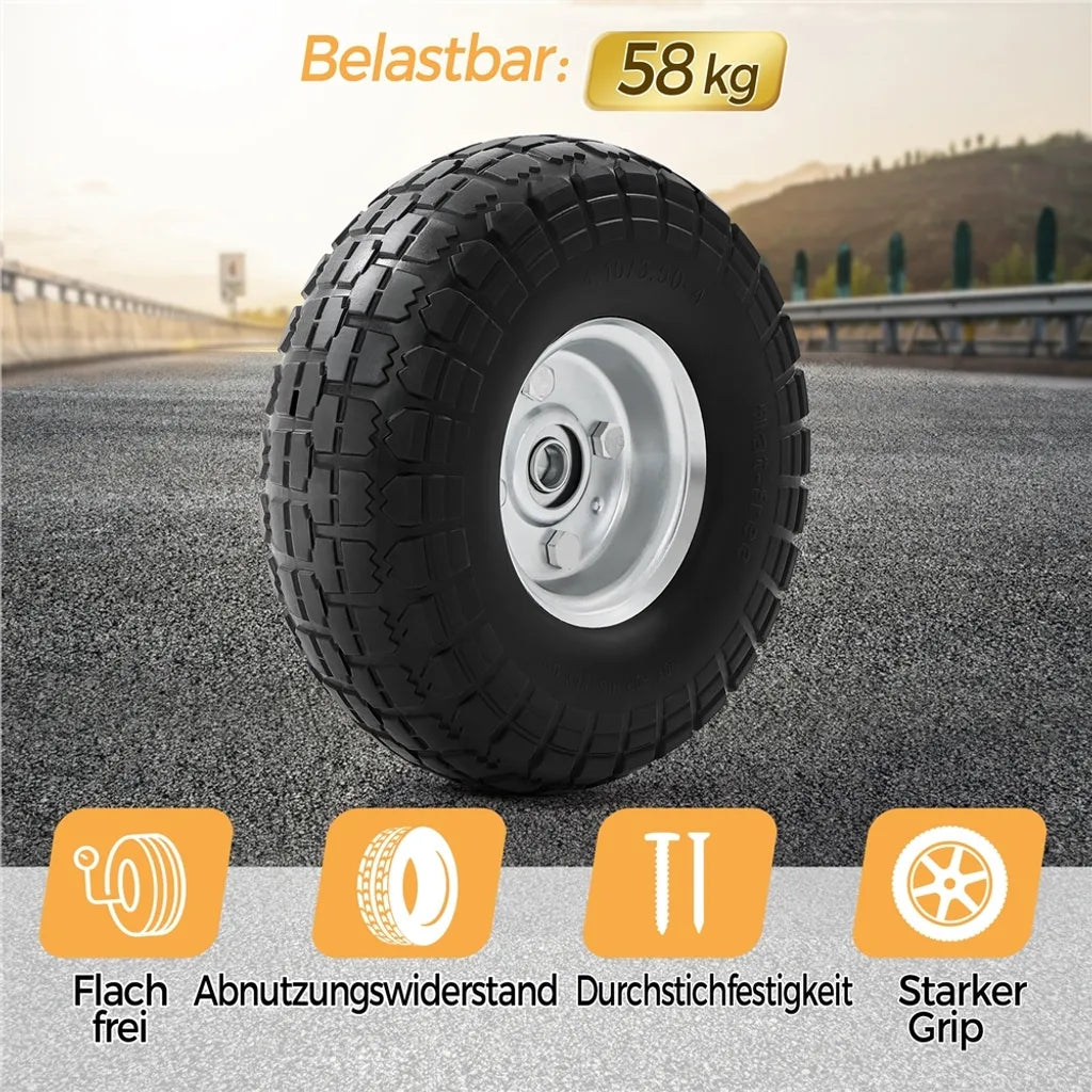 Yaheetech Massive PU-Räder, 2er-Set – Ø 255 x 80 mm – Pannensichere Transportwagenräder mit 16-mm-Achse