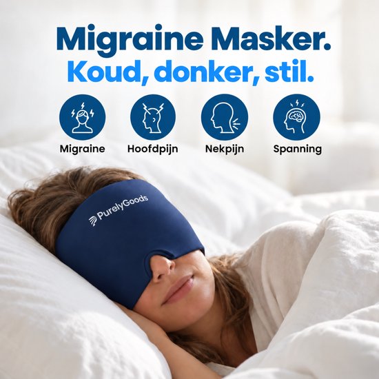 PurelyGoods® Migräne-Maske 600 g – Kühlpack mit Gefrierbeutel – Blau