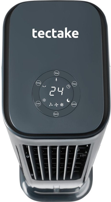 tectake® 4-in-1-Luftkühler Alaska – 5 l Wassertank – 3 Stufen – Luftkühler – Luftkühler mit Schwenkfunktion – Timer – Fernbedienung – Kühlelemente – Luftbefeuchter – Ventilator – Luftreiniger – Anthrazit