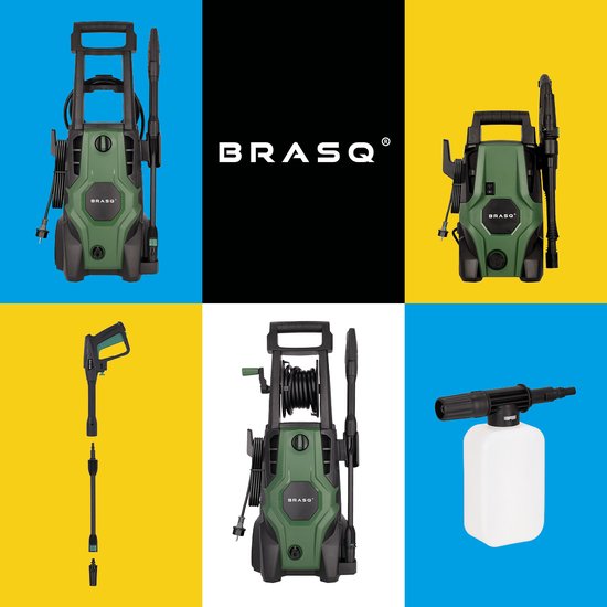 BRASQ HPW 105 Hochdruckreiniger - Terrassenreiniger - Hochdruckreiniger - 1400W - 105 bar - 426 L/H - Komplettset