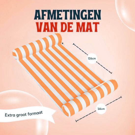 Travelly - Luxus Wasserhängematte - Hängematte - Luftmatratze - Luftmatratze Pool - Wasserspielzeug - Wasserhängematte - Orange