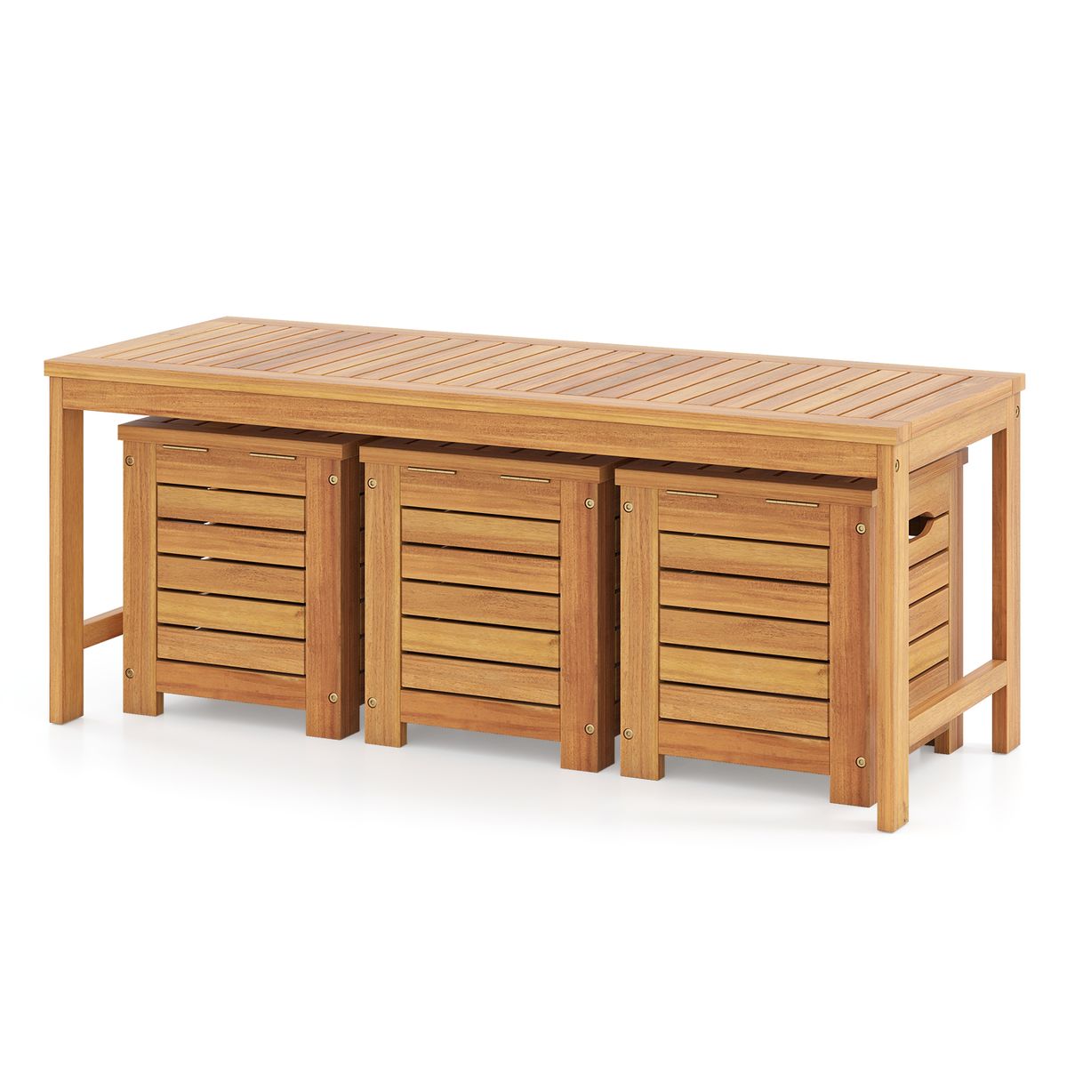 Coast Gartenbank mit Stauraum – 3 Staufächer – 115 x 45 cm – naturfarben