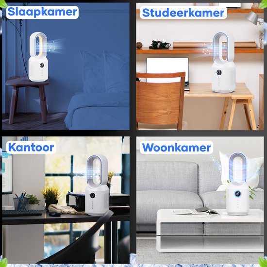 MATTI® - Tischventilator - Standventilator - kabellos - 8 Stunden Laufzeit - inkl. Nachtlicht - Weiß