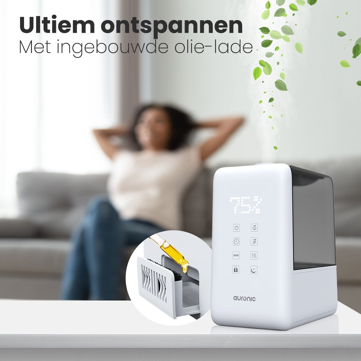 Auronic Luftbefeuchter - 3 Wärmestufen - 6L Tankkapazität - 70m2 - Wasserfilter inklusive - Weiß