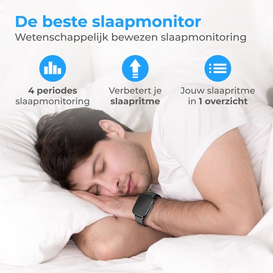 Nuvance - Smartwatch für Männer und Frauen mit Bluetooth - IP68 Wasserdicht - Geeignet für alle Smartphones - Schrittzähler und Herzfrequenzmesser - Schwarz