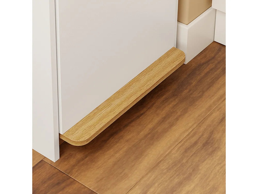 Sobuy Abfallbehälter mit Fußpedal und Schublade – Weiß in hellem Eichen-Look – 35 × 25 × 101,7 cm