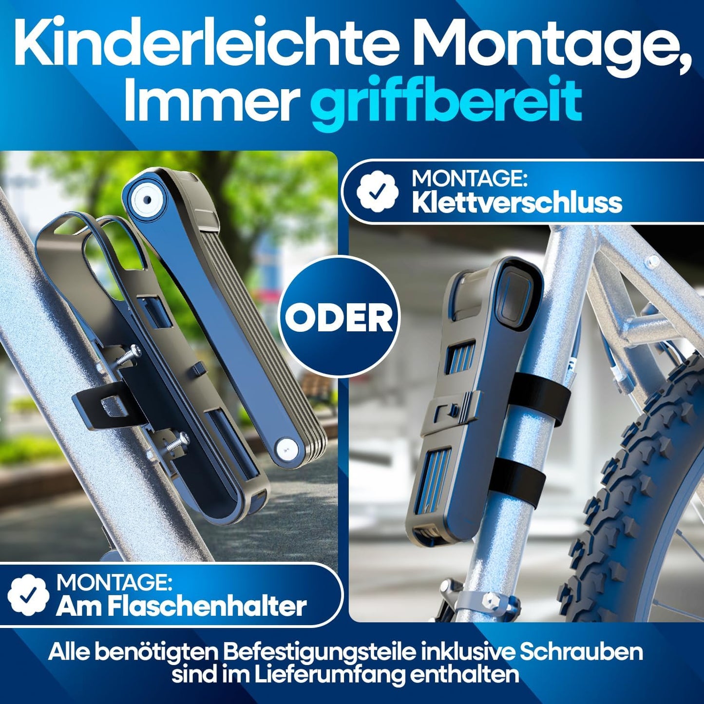 NEXTCOVER Faltschloss für Fahrräder – 100 cm – gehärteter Kohlenstoffstahl – inklusive 3 Schlüsseln