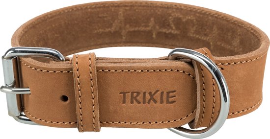 Trixie – Rustikales Lederhalsband „Hartslag“ – Braun – 55–65 × 4 cm