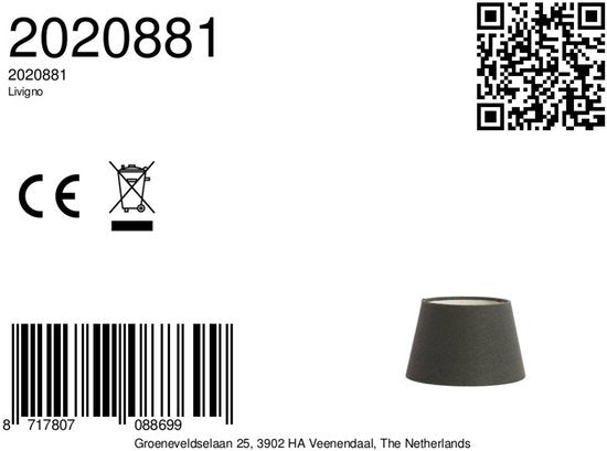 Light & Living – Lampenschirm LIVIGNO – 20 x 15 x 13 cm – Grau