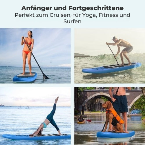 LifeGoods - SUP Board - Aufblasbares Paddle Board - Komplettset - Max. 135KG - 320x81cm - Blau