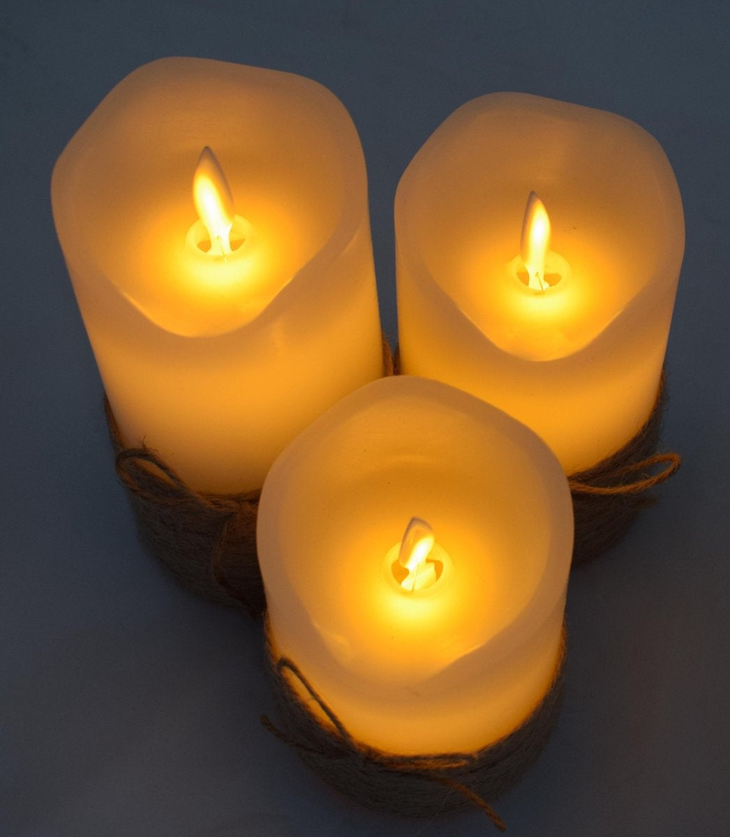 O'DADDYÂ¬Ã† LED-Kerzen mit beweglicher Flamme - Set in 3 Größen 10+12,5+15cm 8d - Mit Timer und Dimmfunktion - LED-Kerzen mit Fernbedienung - Seil