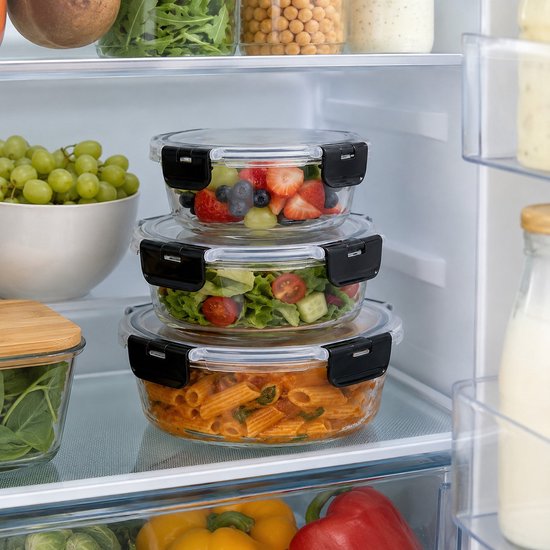 Ceruzo Meal-Prep-Glasbehälter – 3 Stück – luftdicht – rund