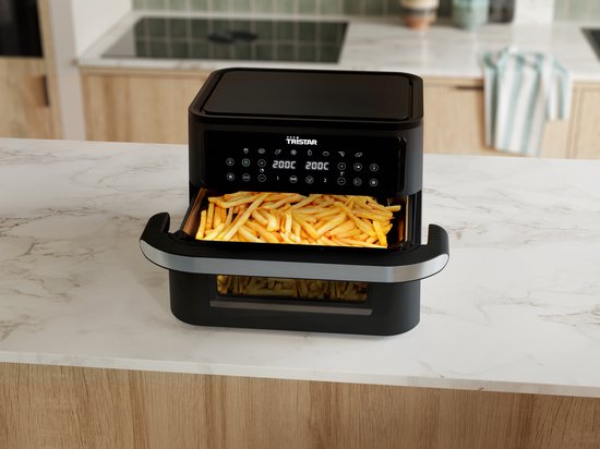 Tristar Airfryer FR-9432 – 10 l – Dual Zone Flex – Sichtfenster – 8 Vorprogramme – Snackverteiler – 2800 W