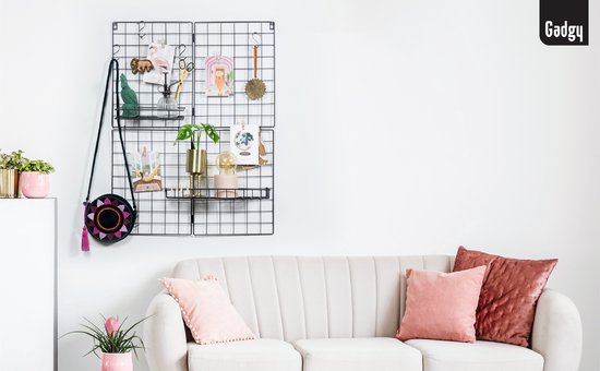 Gadgy - Klappbares Wandregal im Industrial-Stil - mit 2 Regalen, 6 S-Haken und 10 Heringen - Schwarz