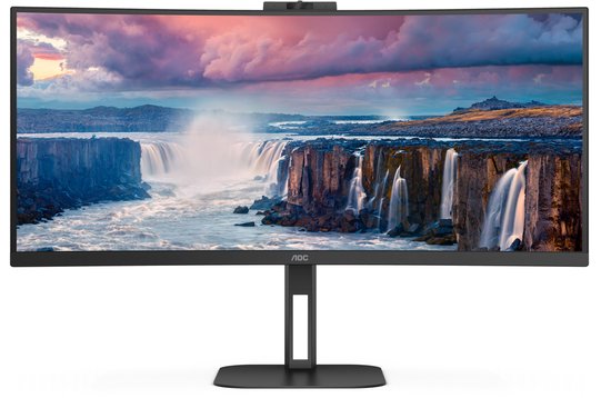 AOC V5 CU34V5CW – QHD-Ultrawide-Monitor mit gebogenem Bildschirm – USB-C – 65 W – Webcam – 34 Zoll