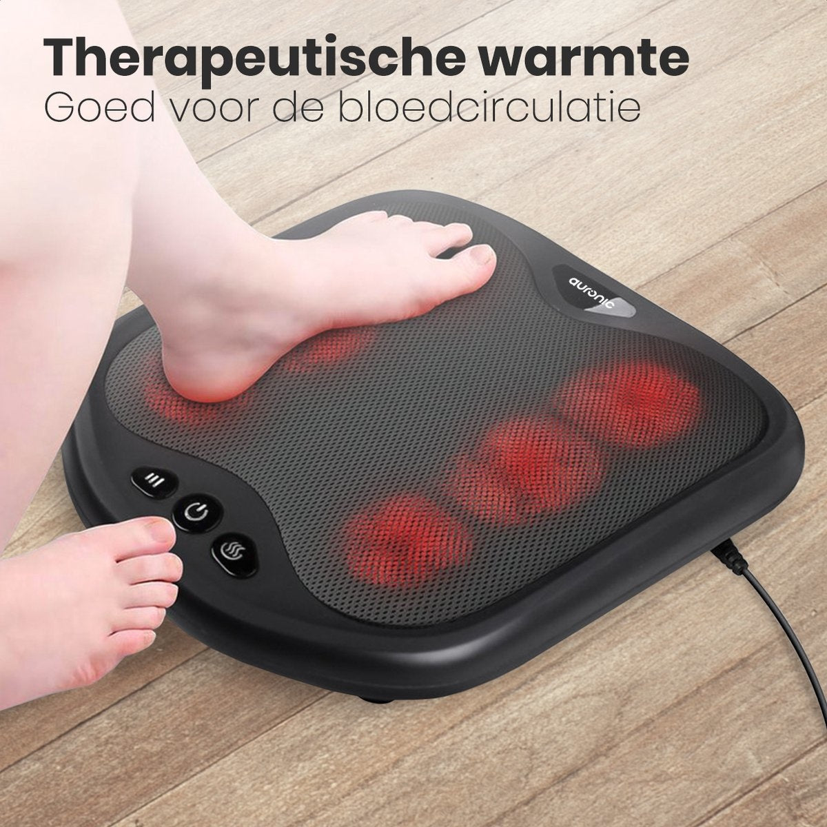 Auronic - Fußmassagegerät - 18 Shiatsu-Massageköpfe - Wärmefunktion - Schwarz