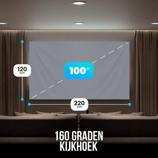 Strex Projektionswand - Rückprojektionswand - 100 Zoll - 16:9 - Projektionstuch - 160Â° Betrachtungswinkel - Inklusive Montagematerial - 220x120 CM
